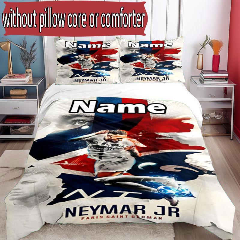 3'lü Nevresim Takımı (1*Nevresim Kılıfı + 2*Yastık Kılıfı, Çekirdeksiz), Özel İsimli Neymar Jr Desenli Nevresim Takımı, Ev Yatak Odası Dekorasyonu Hediye
