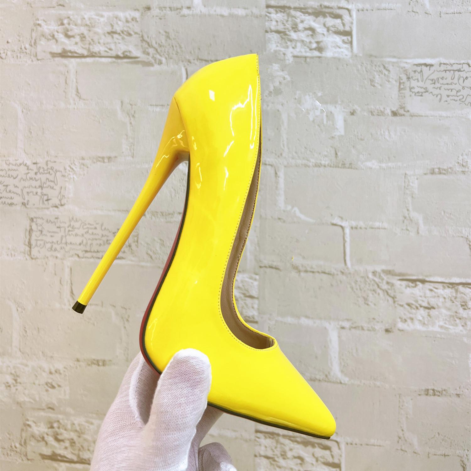 2026 Unisex 14-16cm Dünne Hohe Absätze Spitz zulaufende Zehen Aprikotfarbene Schuhe - Stilvolle Himmelhohe Absätze 44 yellow
