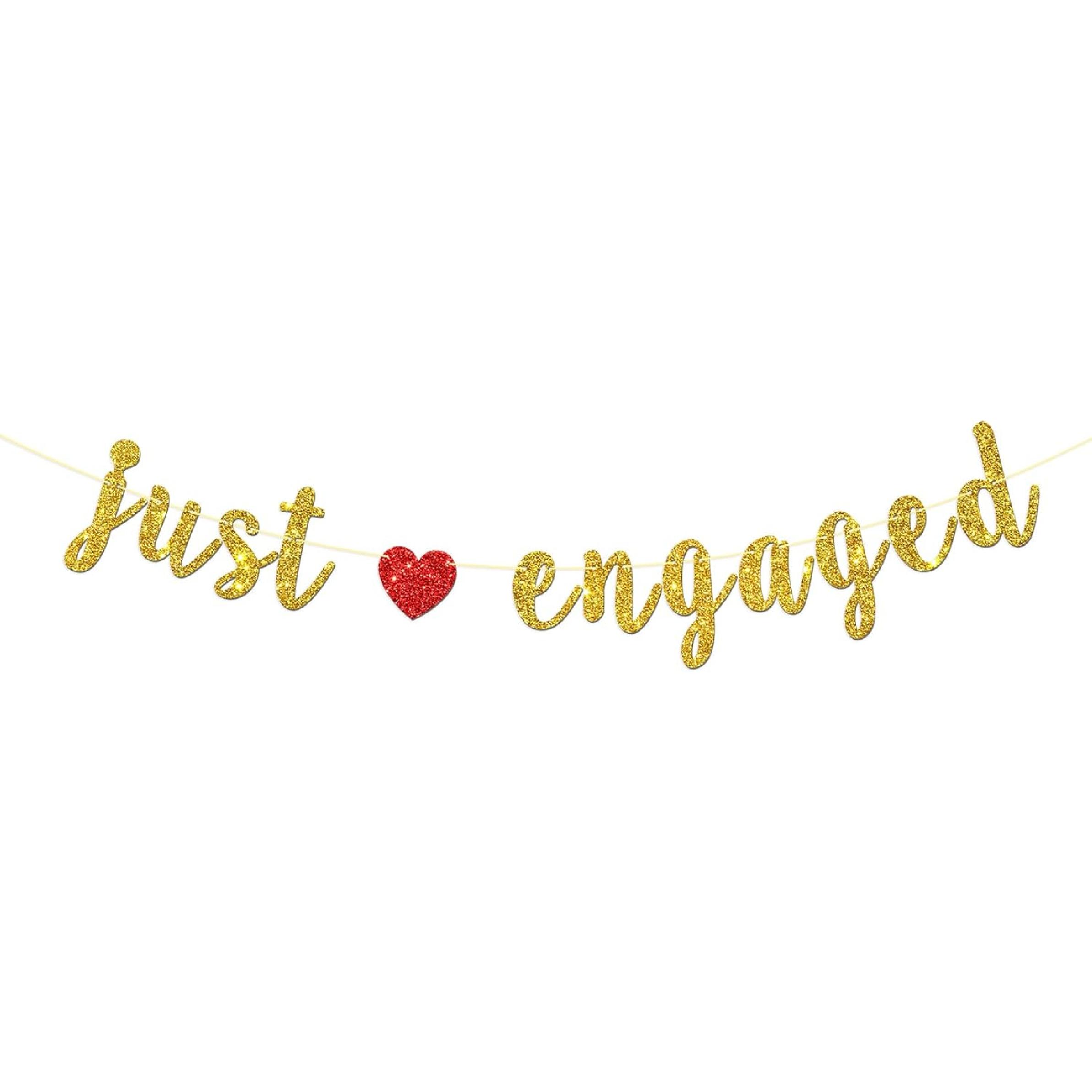 Dill-Dall Just Engaged Banner, He Asked She Said Yes, Bride to Be Engagement Bachelorette Bridal Shower Party Hanging Sign Decorations Supplies