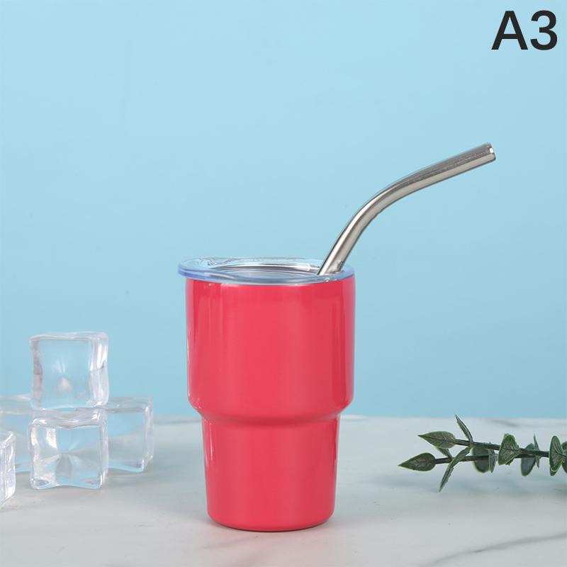 2/3oz Sublimation Tumble Whiskey Wine Glass Stainless Steel Vacuum Insulation Cup Car MIni Coffee Cup With Straw Party Gift