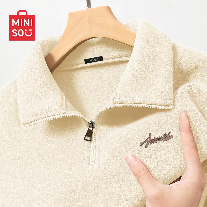 MINISO Herren Halb-Reißverschluss Fleecefutter Schweres Sweatshirt