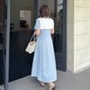 Large Size Women's College Style Shawl Polo Collar Dress 2026 Summer Waist and Thin Dress 214366