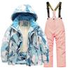Dětská módní lyžařská souprava Chlapecká a dívčí zateplená voděodolná teplá lyžařská bunda a kalhoty Oblečení set