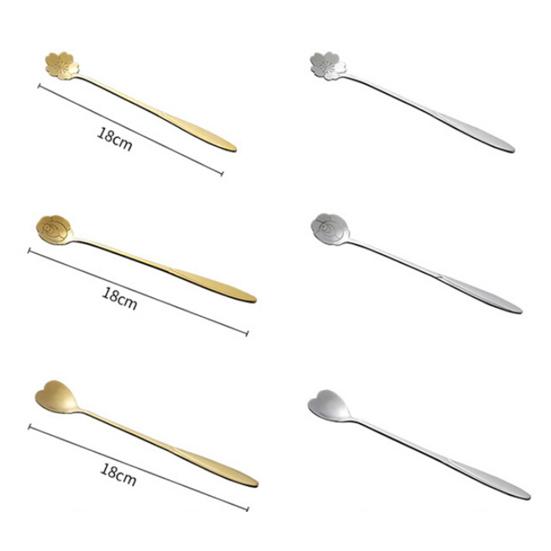 Spoon Long Handle Fine Texture Stainless Steel Mixing Coffee Spoon for Home