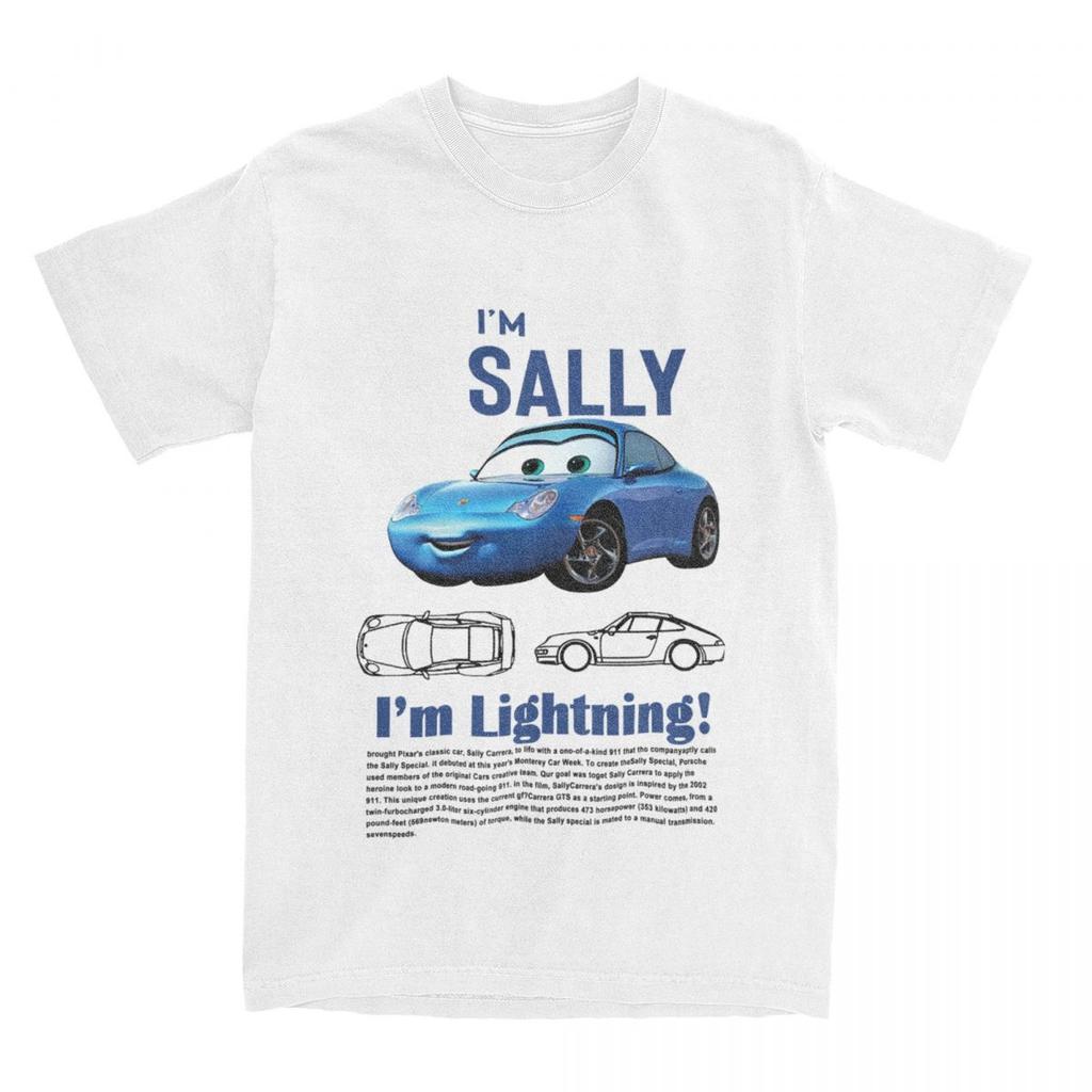 Men Women Lightning Car Mcqueen Sally Couple T-Shirt Merch Vintage Pure Cotton T Shirt Tops Christmas Gifts