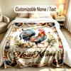 Easter Bunny Theme Soft Blanket Personalized Custom Name Text Print Warm Blanket Home Sofa Bedroom Decor