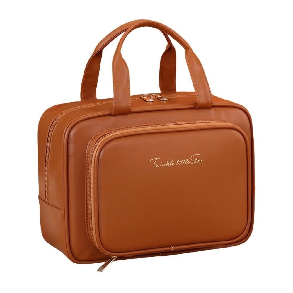 

Storage Cosmetic Container Handle Travel Wash Pouch Simple Makeup Bag Data Cable Storage кофейный