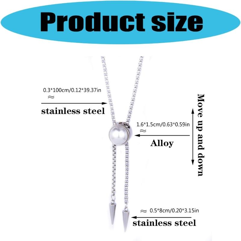 Stainless Steel Bolo Necklace Lightweight Movable Pointed Cone Neckchain Jewelry for Daily Use and Travel Adventures