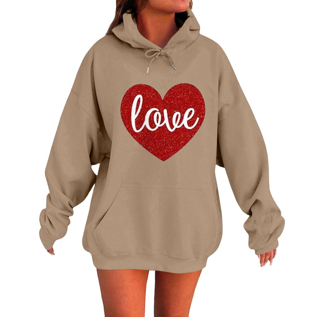 Women's Loose Comfortable Casual Fashionable Love Printed Long Sleeved Sweatshirt