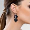 Themed Black Halloween Skull Rose Girl Four Pattern Women Acrylic Earrings