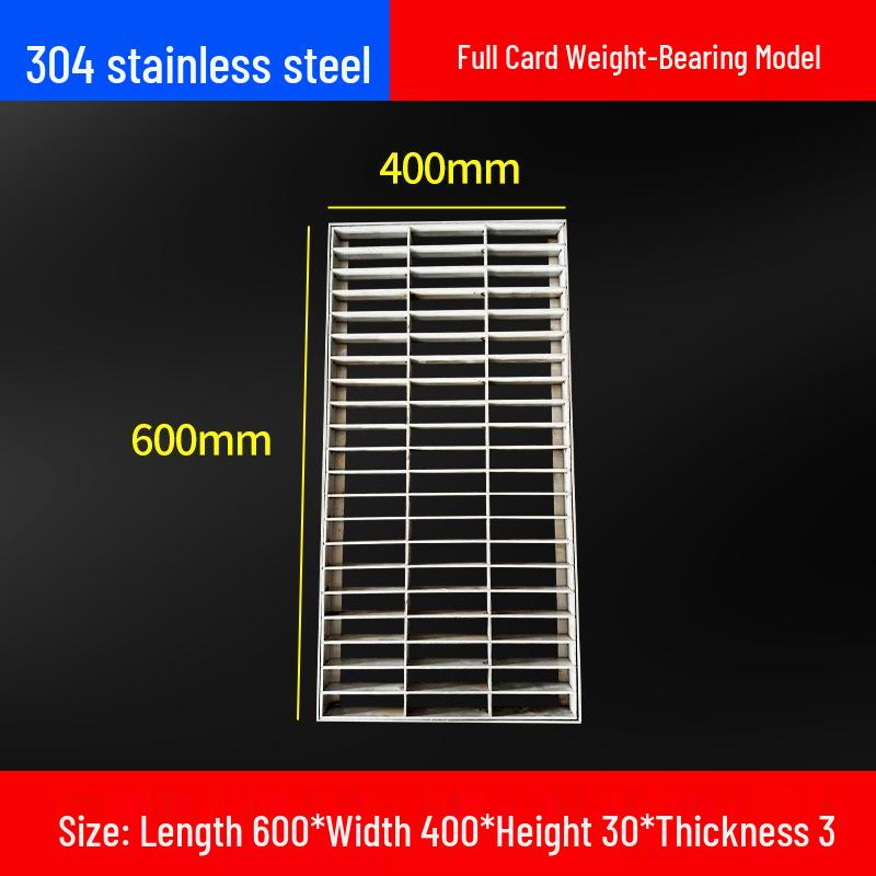 Gitterrostabdeckung aus Edelstahl 304 für Entwässerungsrinnen und Schächte.