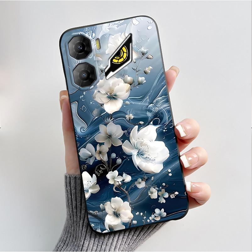 Custodia per Stampa per ZTE Nubia Neo 3 5G Fundas Capa Guscio Nero in Silicone Morbido Copertura ZTE Nubia Neo 3 GT Carina Custodia con Fiore e Cartone Animato