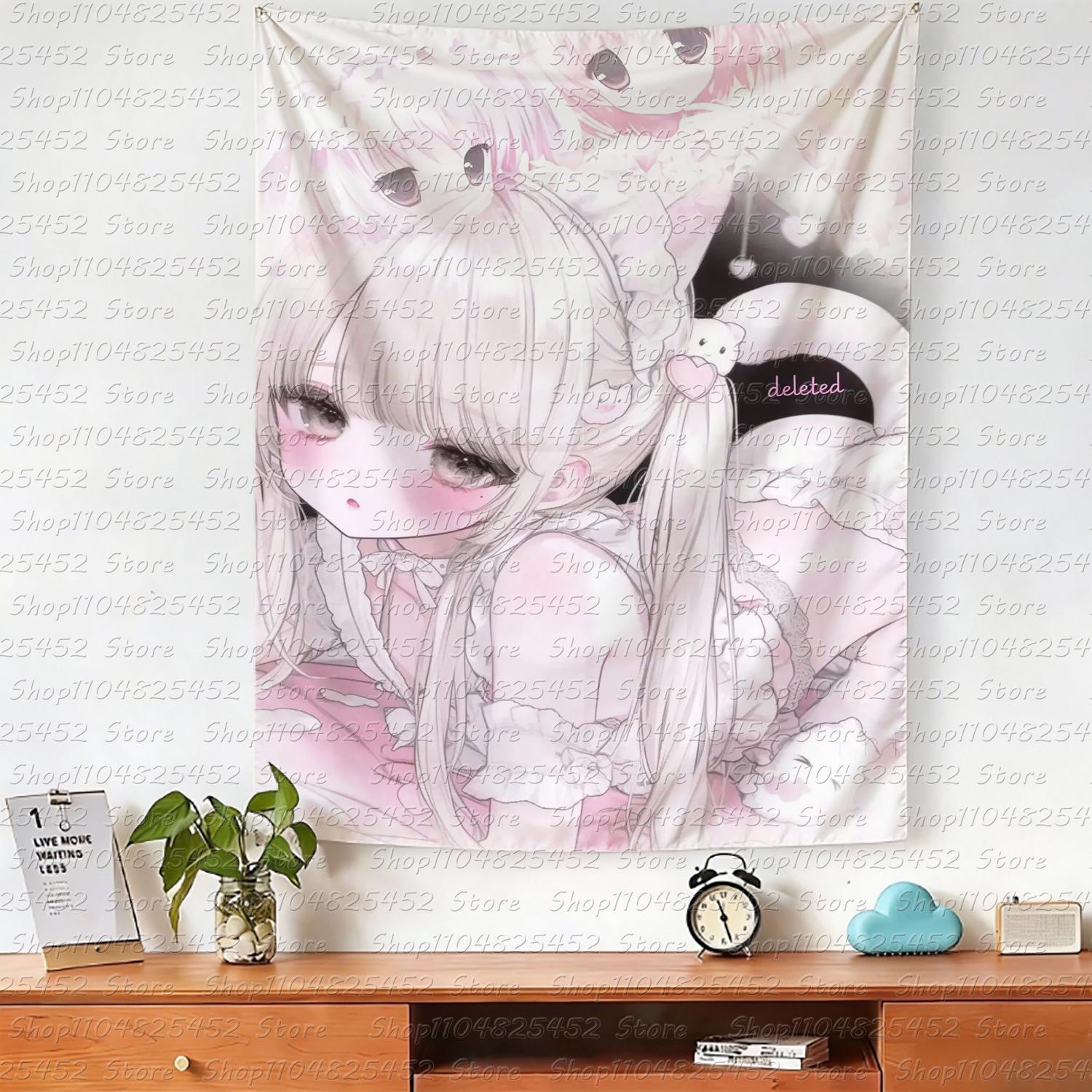 

1pc Instagramstyle Kawaiiiiii girl background wall hanging dormitory decoration bedroom bedside decoration tapestry 74x94cm(29x37in)