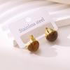 Elegant Multi-color Stainless Steel Hoop Earrings - Women's Autumn/Winter French Retro Style with Round Ball and Water Drop Design.