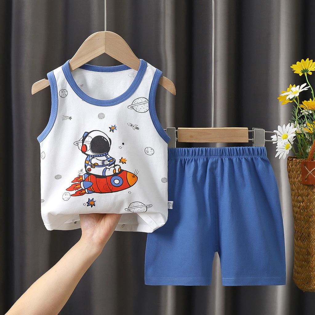 Children's Vest Set Boys' Shorts Summer Cotton New Baby Clothes Girls' Summer Clothes Summer Clothes Children's Clothes