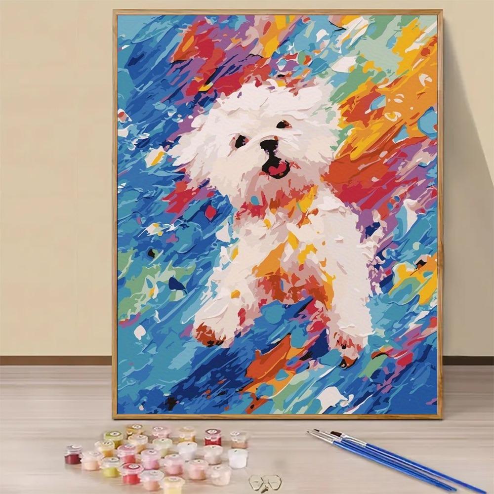 Modern 16x20 Inch Frameless Adult Paint-by-Number Kit Poppy Flower Canvas Painting Set with Brushes and Acrylic Paints