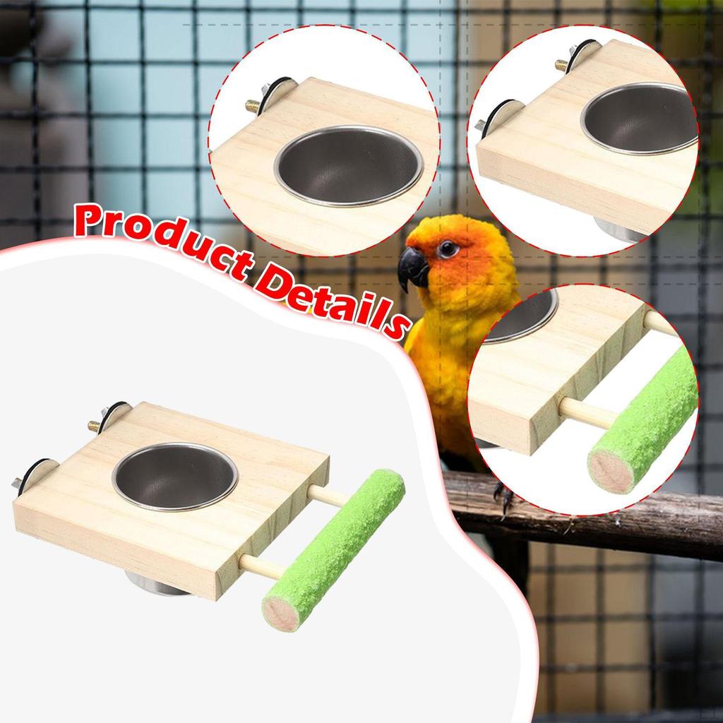 Bird Feeder Bowl Perch Cup for Cockatiel Chinchilla Small Animal Macaw Conures