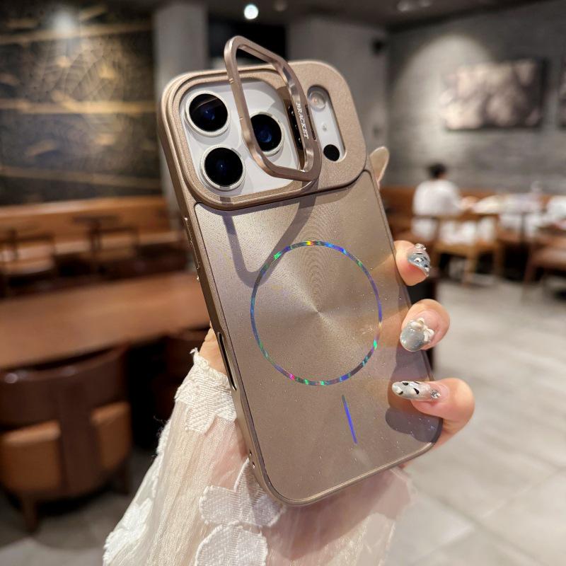 

Магнитный чехол Apple 17 Pro Max Ice Crystal Glitter с невидимой подставкой и защитой объектива для iPhone 16 iPhone 13