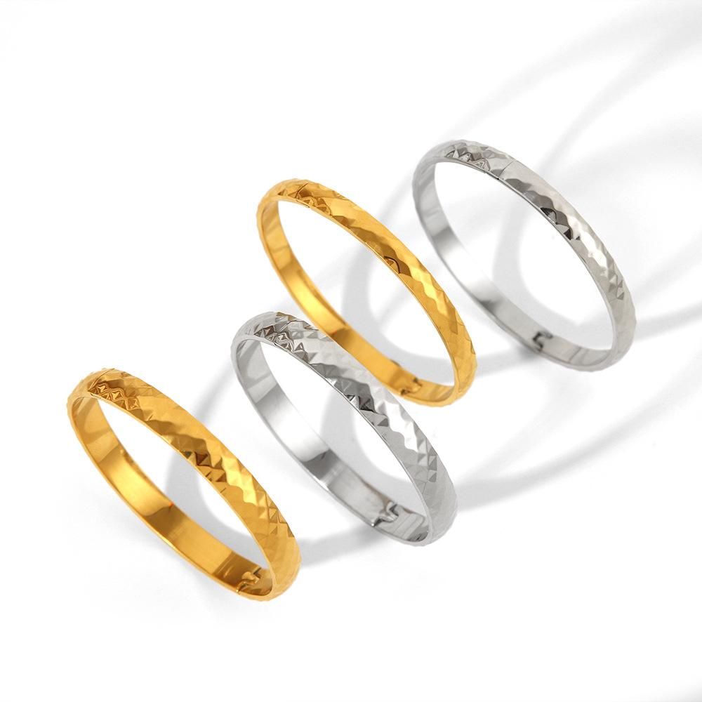 Stainless Steel Cut Bangle Openable Gold Sliver Color 4mm Angular Bracelets For Women Fashion Accessory