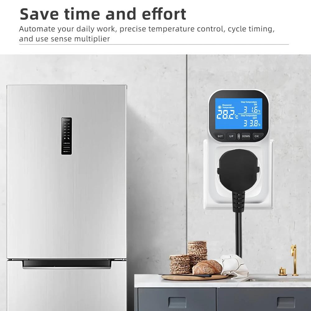 Digitaler Temperaturregler LCD Thermostat Schalter Steckdose EU Stecker Temperaturregelung Timer Steckdose Heizen Kühlen Tag&Nacht Steuerung