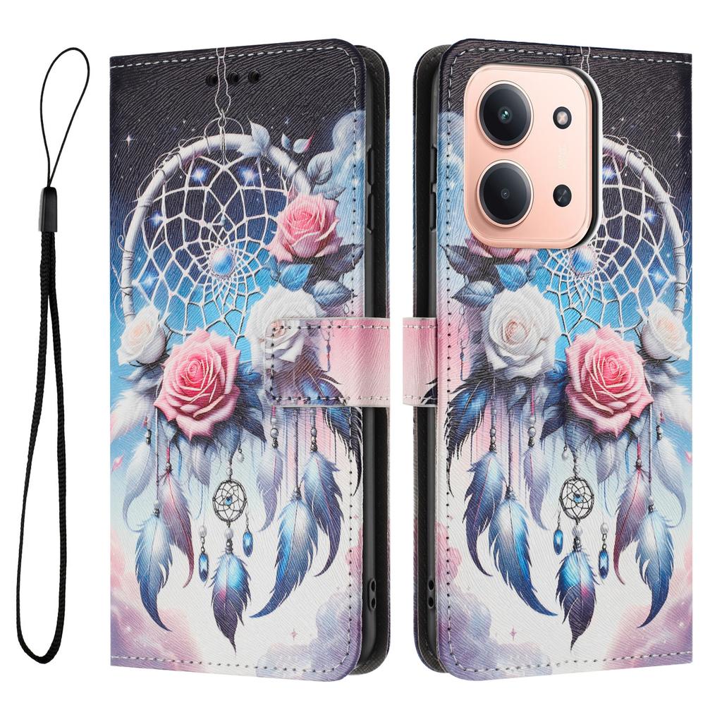 For Xiaomi Redmi 15C 4G (Global) (171mm)/Xiaomi Poco C85 4G Wallet Case Pattern Printing PU Leather Phone Cover with Lanyard