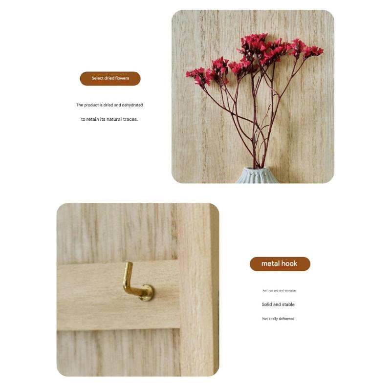 Farmhouses Style 6 Hook Wall Key Rack With Natural Wood Base And Retro Dried Flower Embellishment