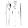 1Set Portable Stainless Steel Cutlery - Fork Spoon Chopsticks With Case Travel Camping Reusable Flatware Utensils Gadgets