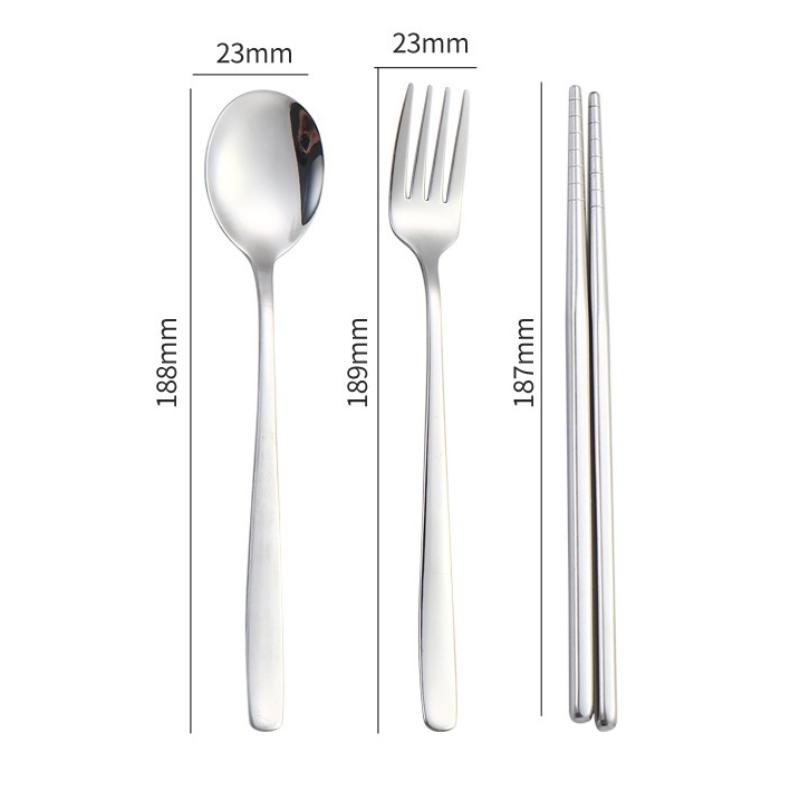 1Set Portable Stainless Steel Cutlery - Fork Spoon Chopsticks With Case Travel Camping Reusable Flatware Utensils Gadgets