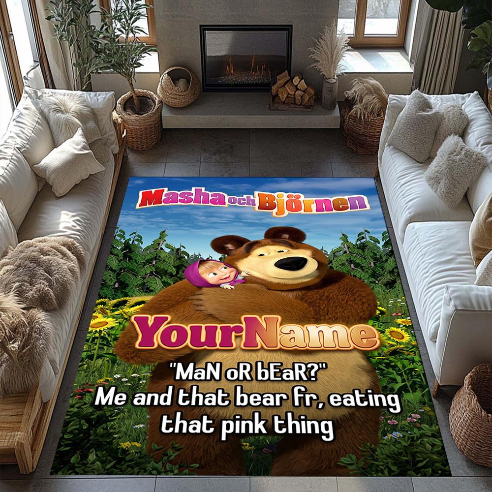 Masha Bear Customize Text Area Rug Suitable for Entryway Living Rooms Outdoor Hallway Antislip Carpet Office home decor Spiritual Gift