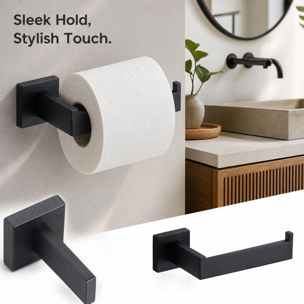 Square Tube Toilet Holder, Short Stainless Roll Stand for Bathroom Storage