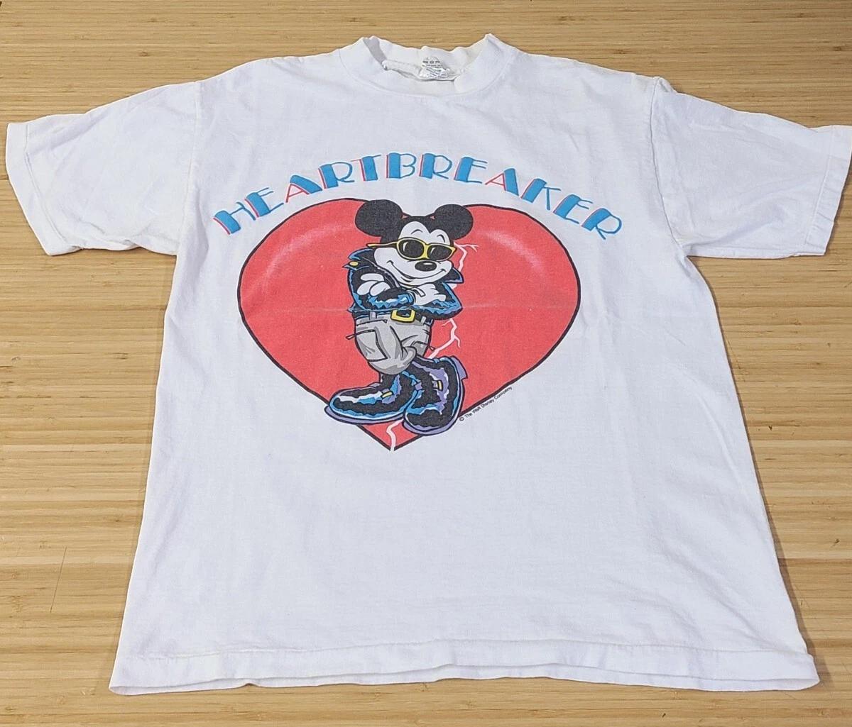 

Vintage Mickey Mouse Heartbreakers T Shirt Size Medium White Single Stitch M