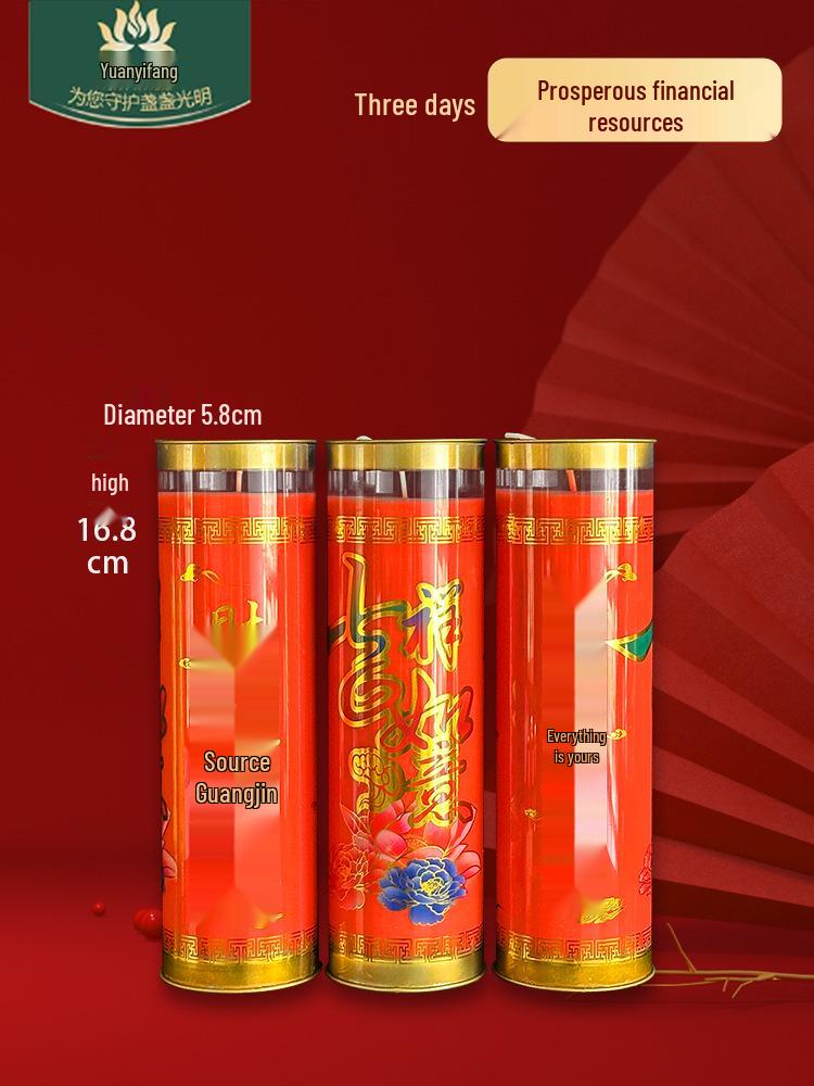 Festive Red Smokeless Candles for New Year, Buddha Offerings & God of Wealth Home Decor.