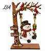 Christmas Bookshelf Decorations Wooden Ornaments, Santa Snowman Figurine with Moving Holiday Desktop Swing, Rustic Tabletop Centerpiece for Desk Shelf