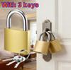 Golden Heavy-Duty Keyed Padlocks with Keys - 33mm Large Locks, Secure Locker Locks for Backpacks, Luggage, School Gym Lockers