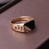 Fashion Male Jewelry Classic Gold Color Rhinestone Wedding Ring Black Enamel Rings For Men Christmas Party Gift