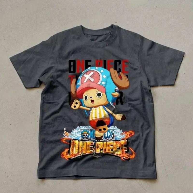 One Piece Mens Tshirt Tony Tony Chopper Summer Japan Anime Autumn Boys Children Shortsleeved Basic Punk ParentChild Outfit