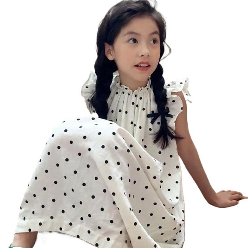 Girls Summer Polka Dot Princess Dress Cute Flutter Sleeve Party Gown For Kids