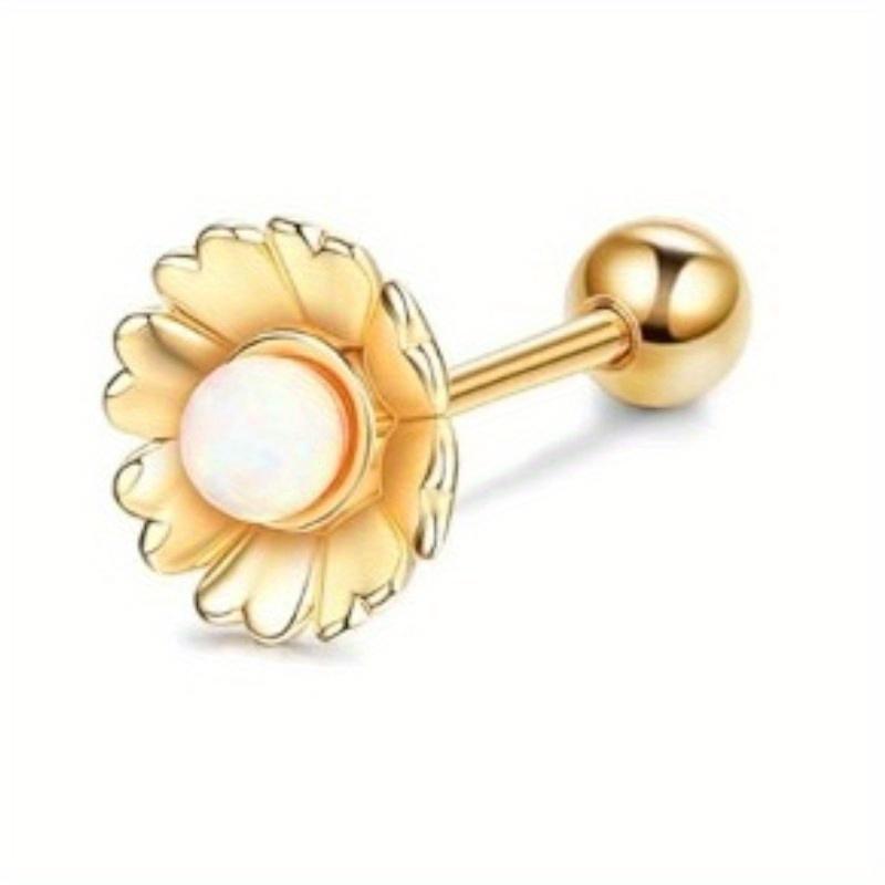 

Drperfect Stainless Steel 16G Cartilage Earrings Studs Tragus Couch Helix Piercing Jewelry Flower Leaf Cartilage Helix Earrings gold color