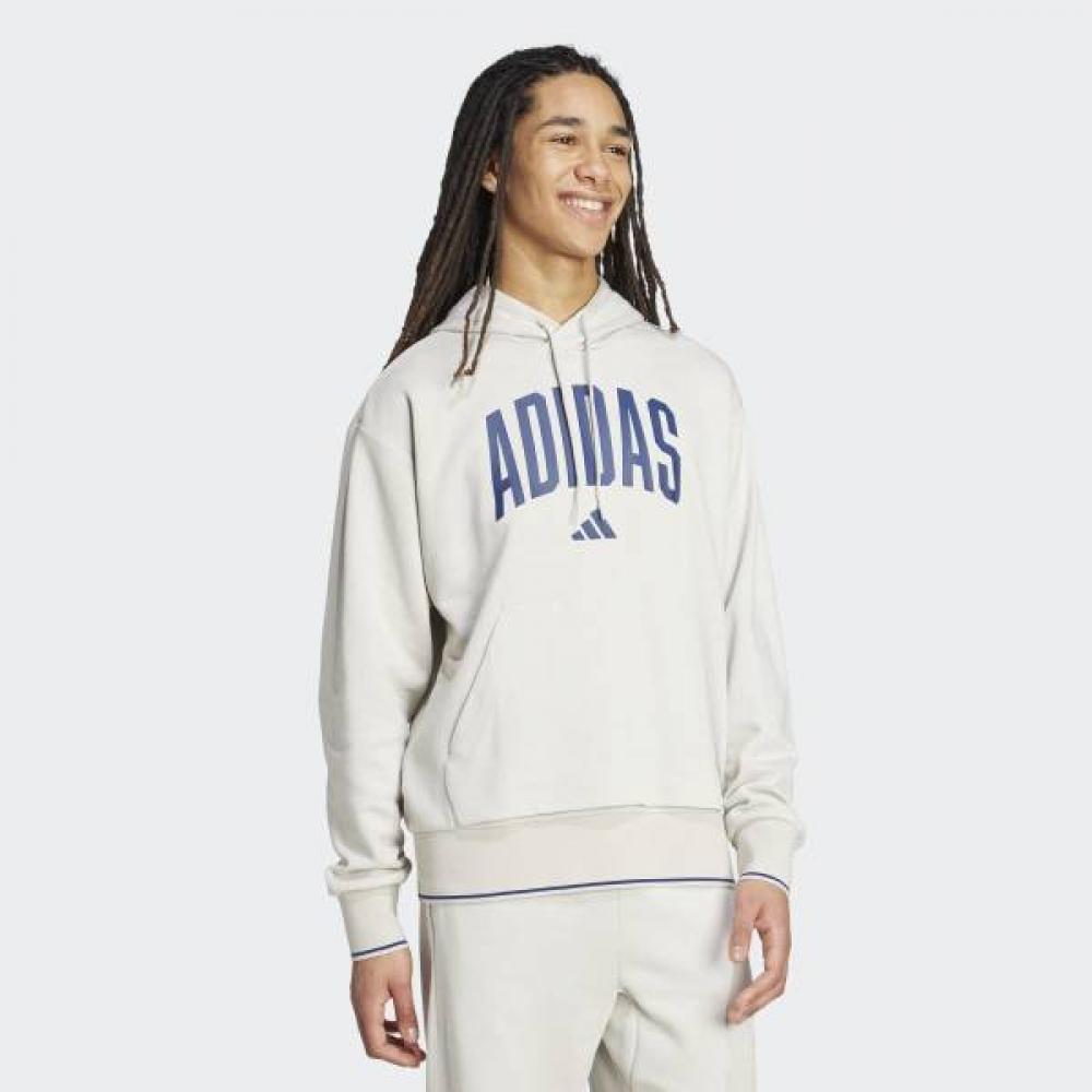Adidas Unisex College Art Hoodie Casual Cotton Hooded Sweatshirt Fleece Beige
