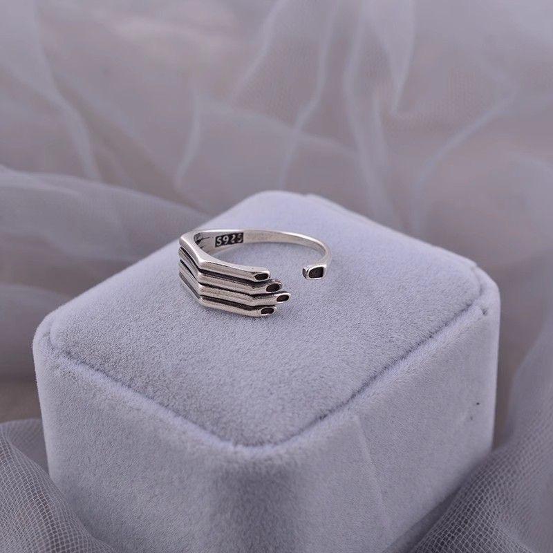 Sterling Silver Geometric Ring Handmade Irregular Vintage Style Finger Ring Hypoallergenic Jewelry Gift