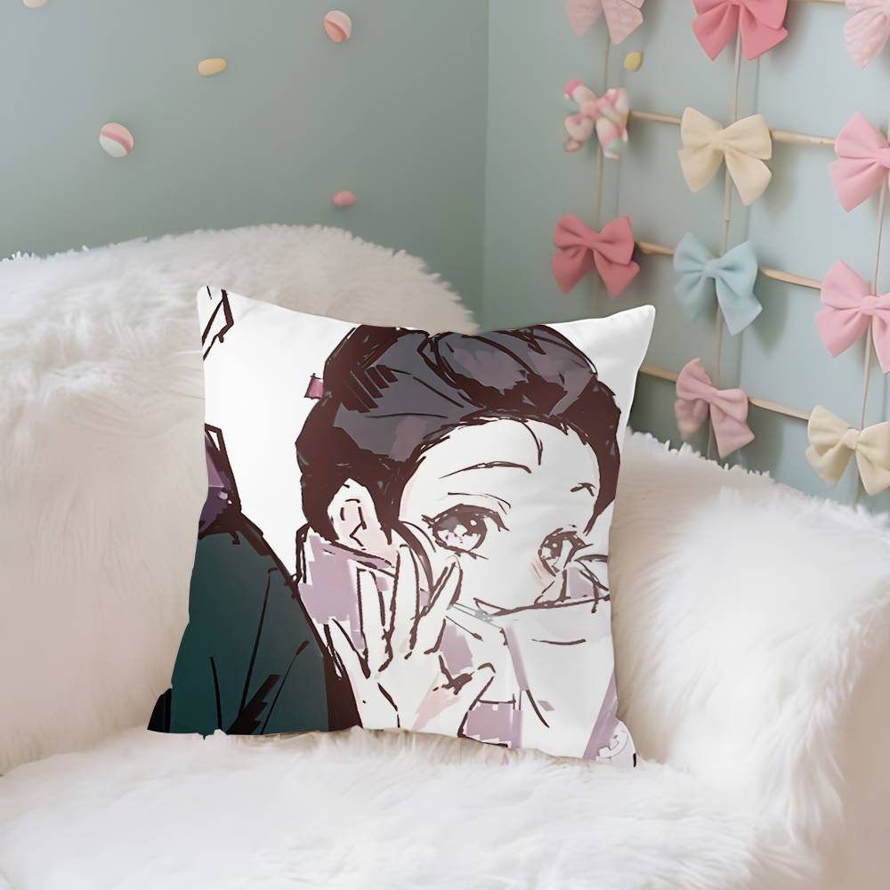 Amine K-Kimetsu No Yaibas Case Plush Fabric Soft Pillowcase Double Sided Print Cushion Cover Household Gifts