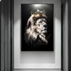 Modern Animal Art Canvas Painting Lion Head with Crown Posters and Prints Wall Art Pictures for Living Room Wall Decor Cuadros