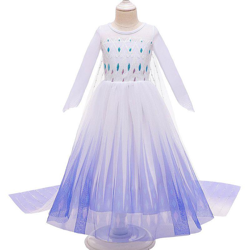 Snow Queen Frozen2 Cosplay Costume Elsa White Fancy Birthday Party Dress Outfit