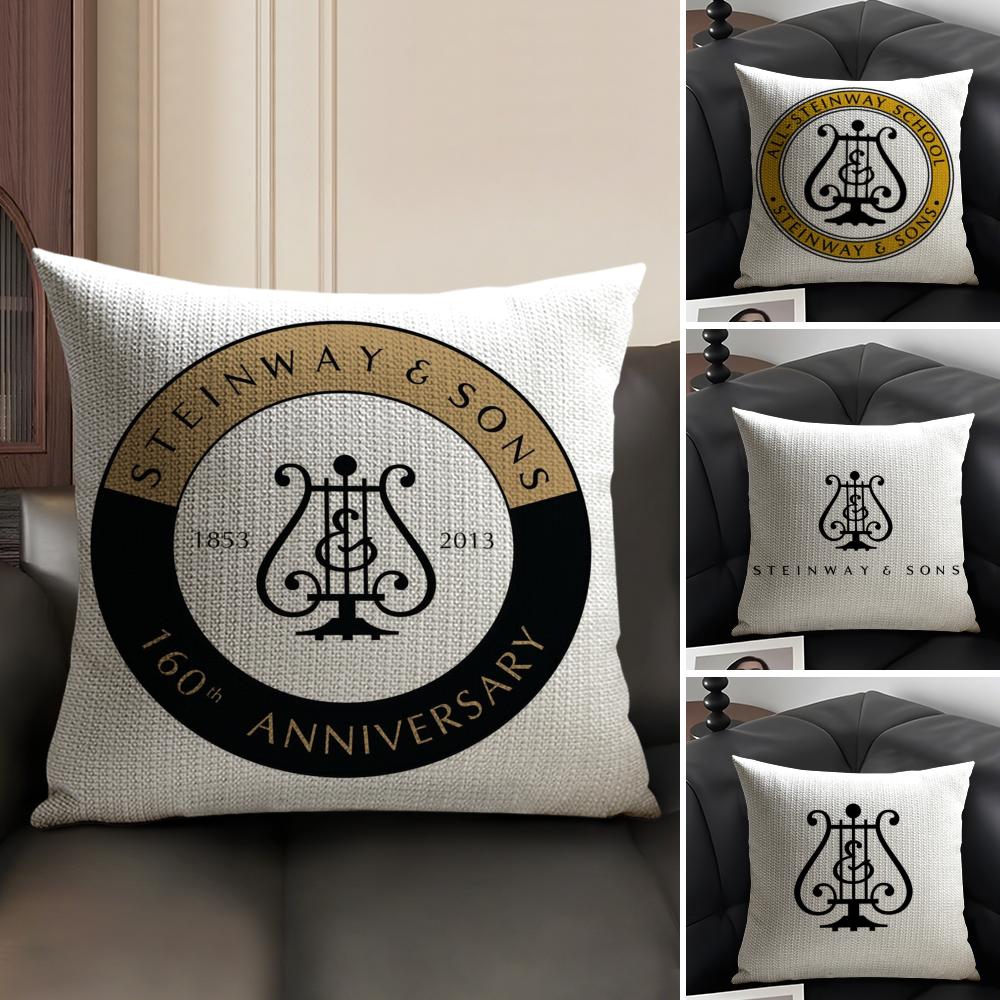 S-Steinway & S-Sons Cushion Cover Summer Breathable Linen Organic Fabric Double-Sided Printing Sofa Pillow Case Home Decor