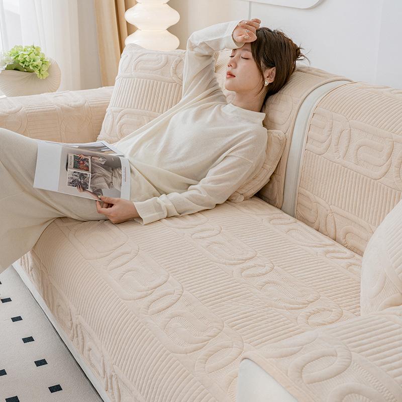 New Sofa Cushion Winter Plush Non-slip Seat Cushion Simple Modern Leather Sofa Cover Cloth