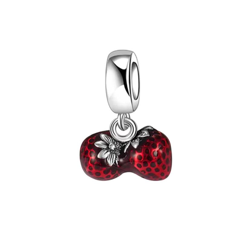 New Strawberry, Apple, Durian Pepper Charm Bead Fit European Original Silver Bracelet DIY Jewelry Gift Accessories for Women