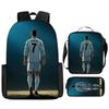 Set de Mochila Escolar Infantil con Estampado de Cristiano Ronaldo de 3 Piezas Dibujos Animados para Estudiantes de Primaria Mochila Ligera Duradera de Gran Capacidad
