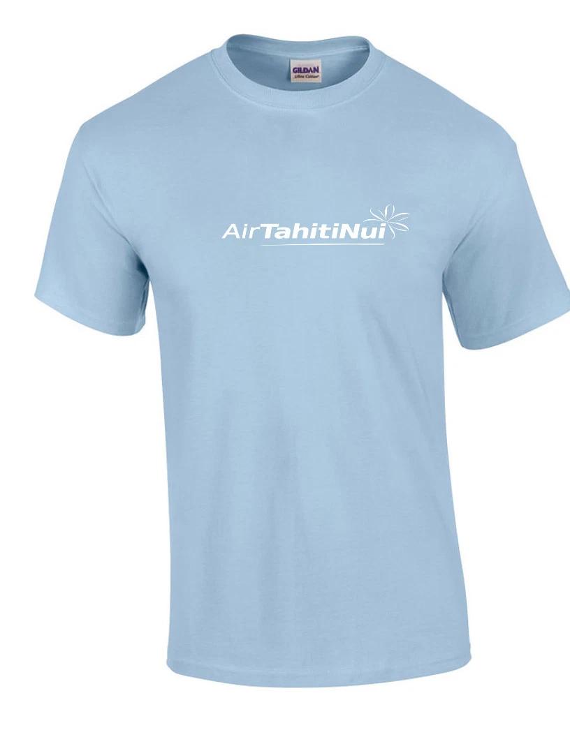 Air Tahiti Nui White Logo Polynesian Airline Aviation Light Blue T-Shirt S-5XL L