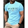 Summer Men's 100% Pure Cotton Casual Loose Plus Size Paris French Printed Sports Comfortable Round Neck Short Sleeved T-shirt