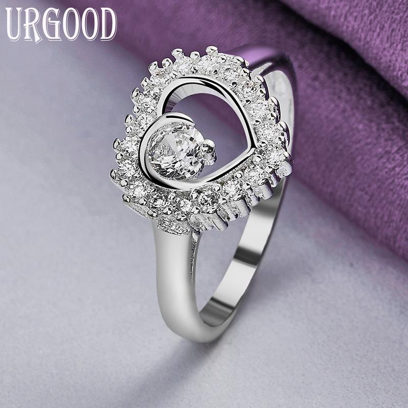 925 Sterling Silver Romantic AAA Zircon Heart Ring Gift Fashion Jewelry